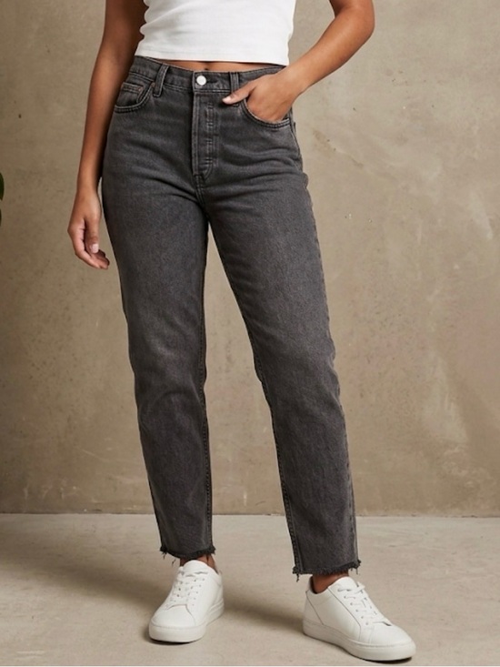 Denim Forum Denim - Denim Forum The Arlo High-Rise Straight Jeans in Charcoal Gray